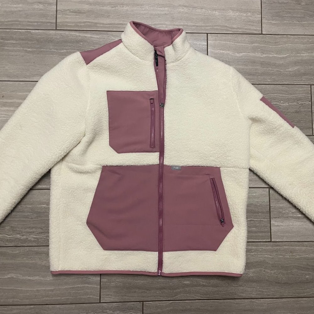 FIGS oatmeal/mineral mauve Sherpa jacket Large